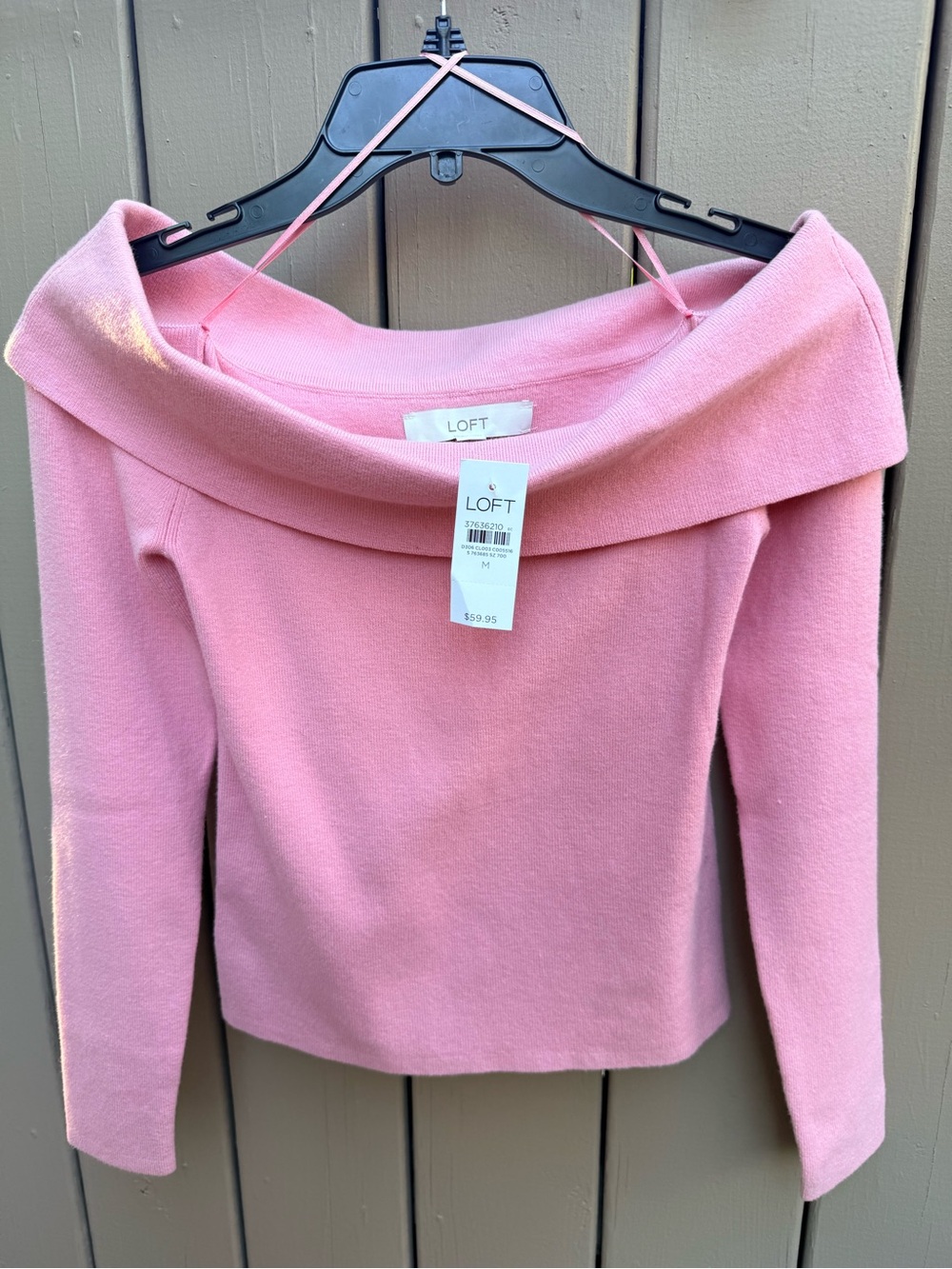 NWT Loft Ribbed Off The Shoulder Sweater in Pink Size Medium - Picture 5 of 8